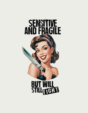 Sensitive And Fragile retro mug design - flat print artwork shown on a plain background