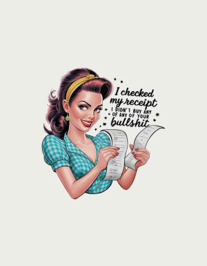 I Checked My Receipt retro pinup design - flat print artwork for the sassy mug