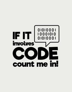 If It Involves Code Count Me In - flat print artwork for the coffee mug for coders
