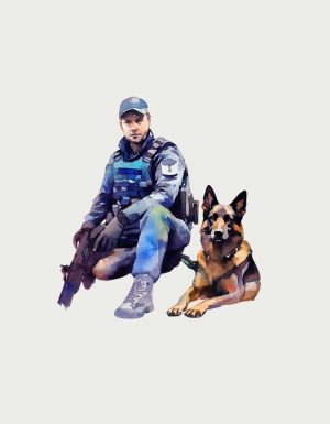 K9 unit watercolour mug design - flat print artwork shown on a plain background