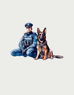 Officer and German Shepherd - flat print artwork for the police K9 gift mug