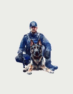 Tactical officer and German Shepherd mug - flat print artwork for the gifts for K9 handlers