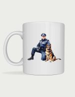 K9 handler kneeling mug