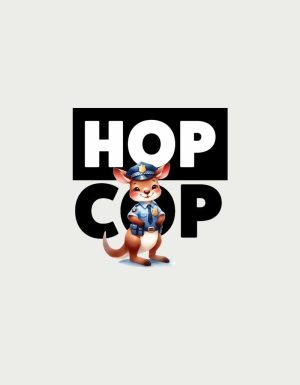 Hop Cop kangaroo - flat print artwork for the police coffee mug