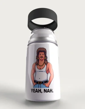 Yeah Nah metal stubby holder – with the cap coming off