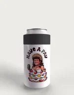 Have A Pav metal stubby holder – with the screw-in cap lifted off