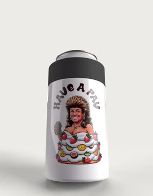 Have A Pav metal stubby holder – with the cap coming off