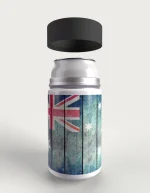 Classic Aussie Flag metal stubby holder – with the screw-in cap lifted off