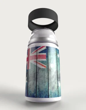 Classic Aussie Flag metal stubby holder – with the cap coming off