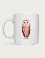 Barn owl mug with a photorealistic barn owl portrait printed on a white ceramic mug