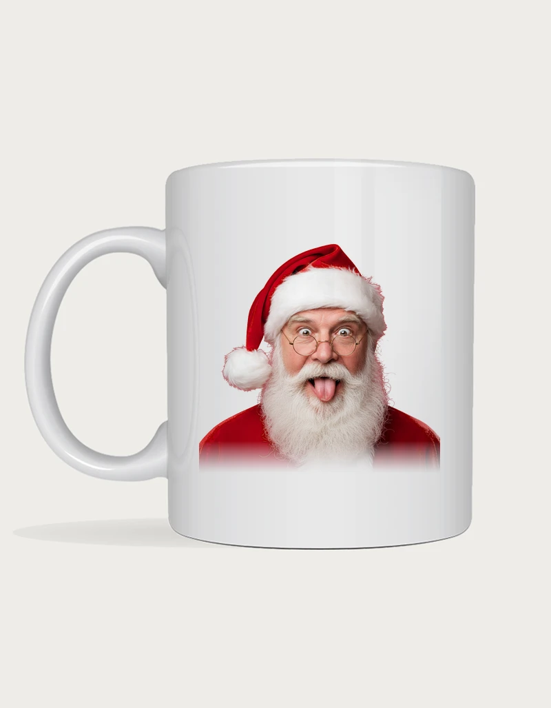 Funny christmas mug - cheeky Santa photo design