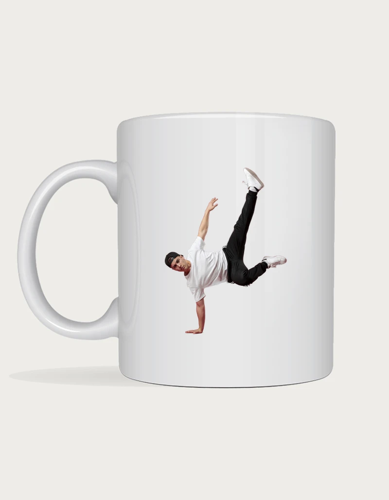 Dance coffee mug - breakdancer one-hand freeze move