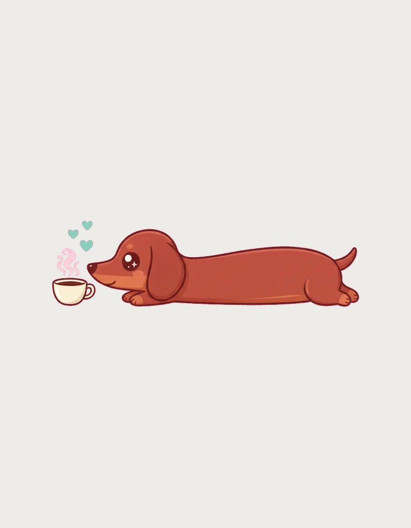 Dachshund mug – cute sausage dog sniffing a steaming coffee cup, dachshund gift mug Australia