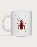 Realistic cockroach mug with a macro top-down American cockroach print