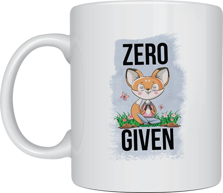 Funny rude mug - Zero Fox Given meditating fox design
