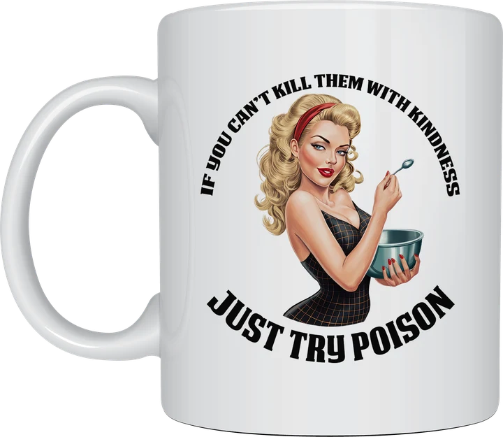 Sassy mug - Just Try Poison retro pinup design