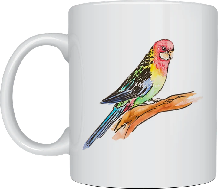 Australian bird mug - colourful native parrot on a branch