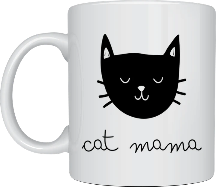Black cat mug - Cat Mama minimalist design