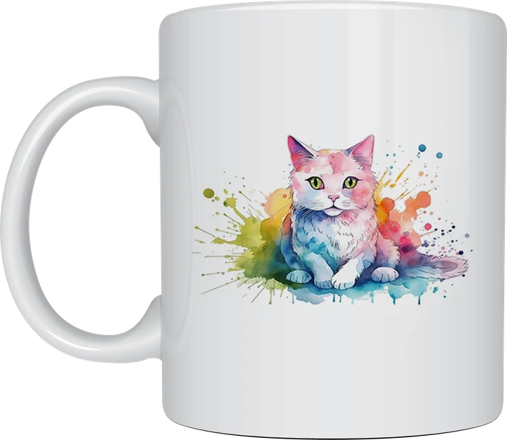 Kitten mug - soft pastel Watercolour White Cat