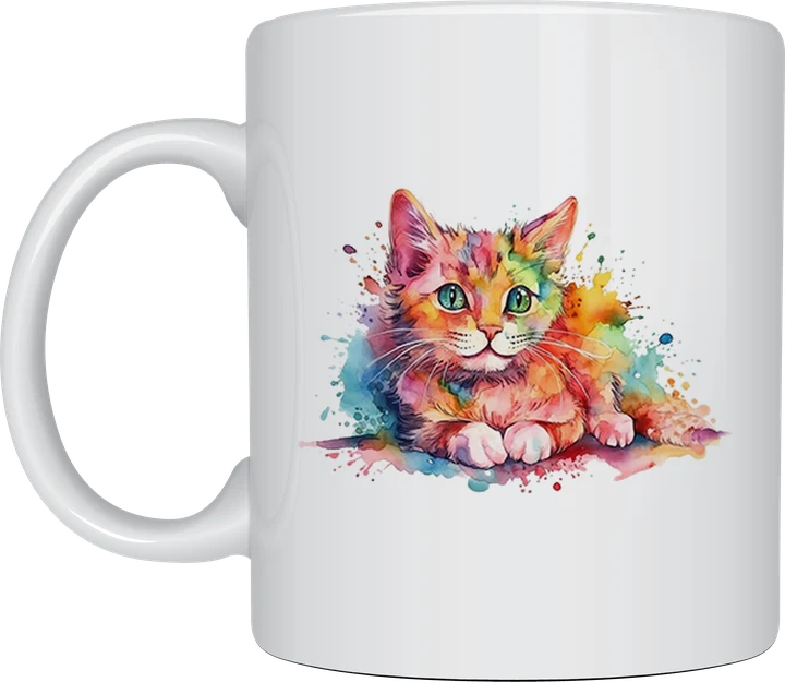 Cute cat mug - warm watercolour kitten portrait