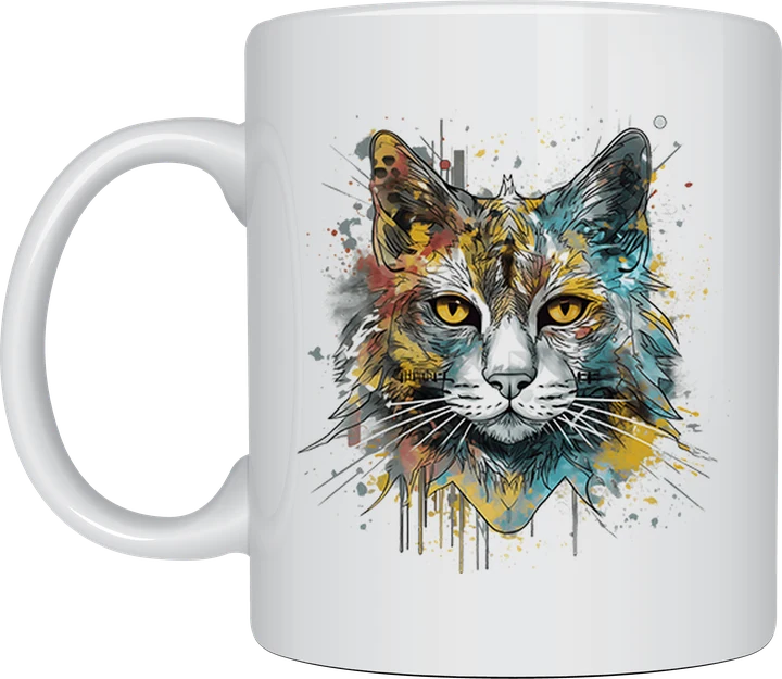 Stern watercolour cat mug