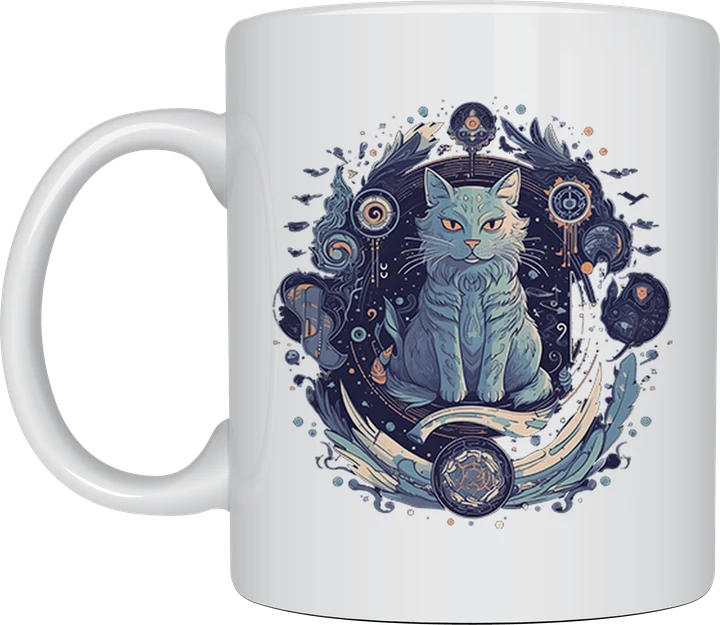 Cat mug - Spiritual Cat mystical cosmic illustration