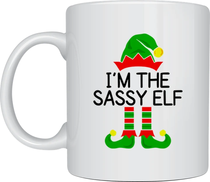 Funny christmas mug - I'm The Sassy Elf design