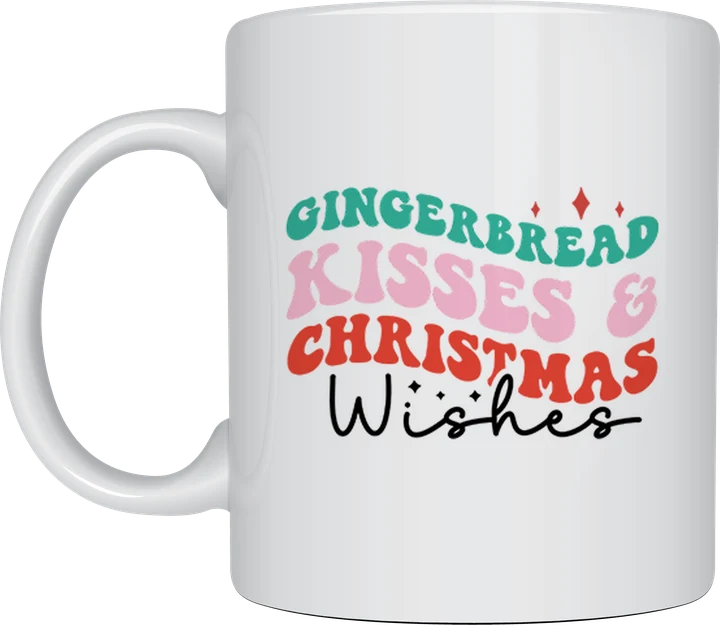 Cute christmas mug - Gingerbread Kisses And Christmas Wishes design