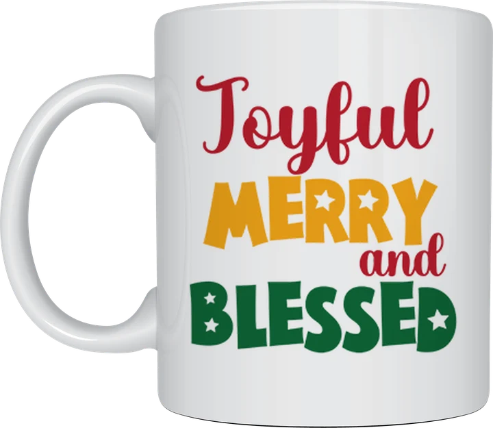Christmas mug - Joyful Merry And Blessed design