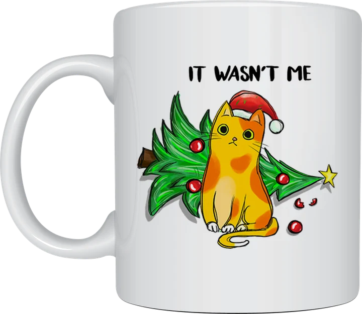 It Wasn't Me Christmas cat mug