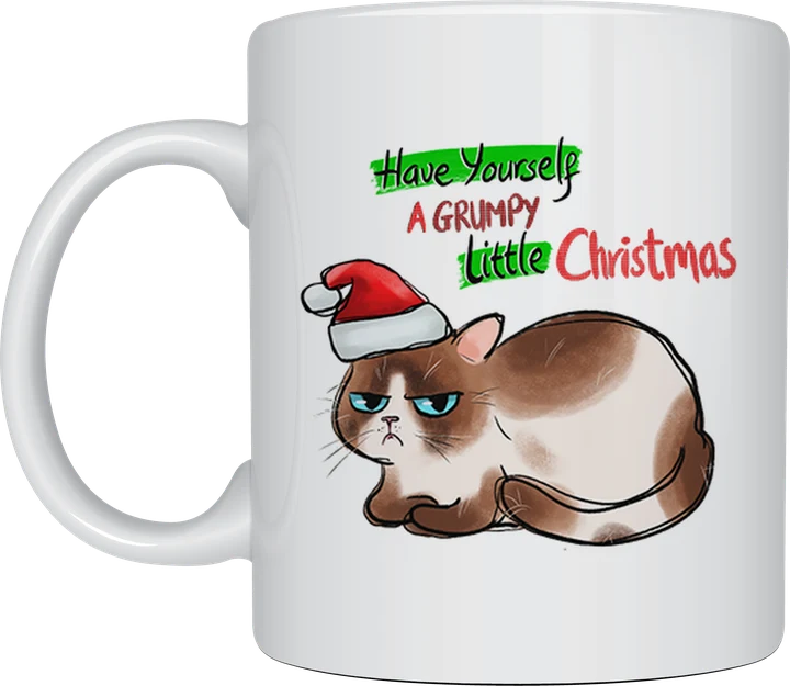 Grumpy Christmas cat mug