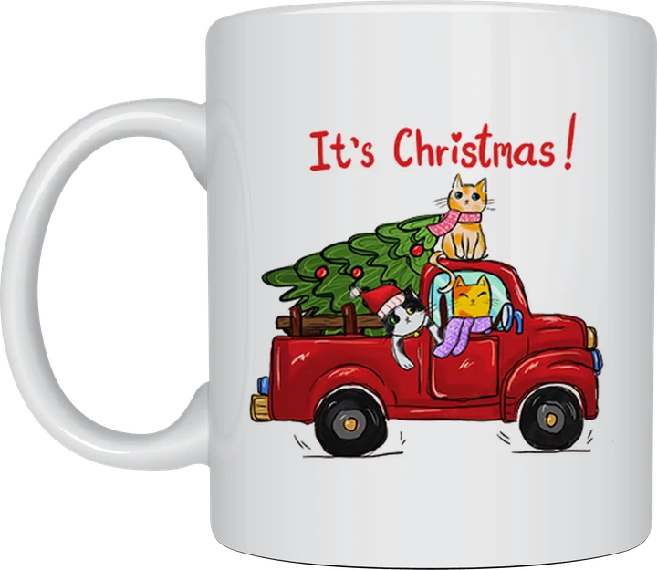 Christmas Cat Truck mug