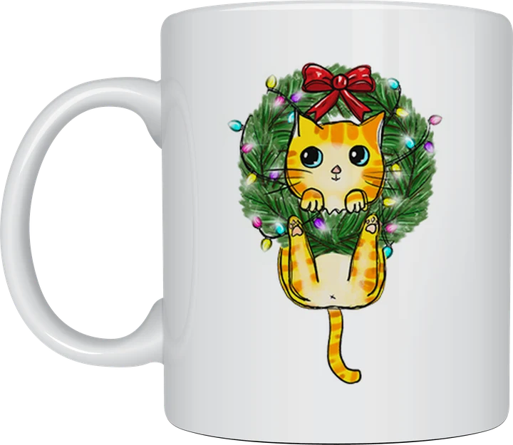 Cat Wreath Christmas mug