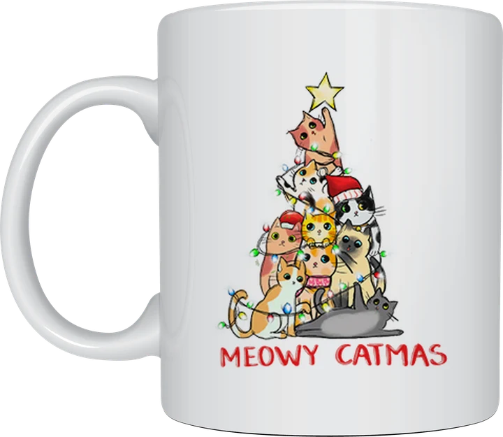 Cute christmas mug - cats stacked into Christmas tree shape