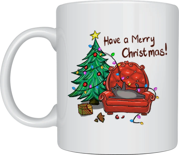 Lazy Cat Christmas mug