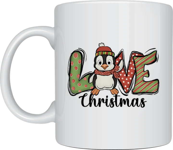 Love Christmas penguin mug
