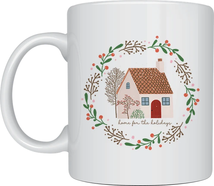 Christmas coffee mug - Home For The Holidays cottage design