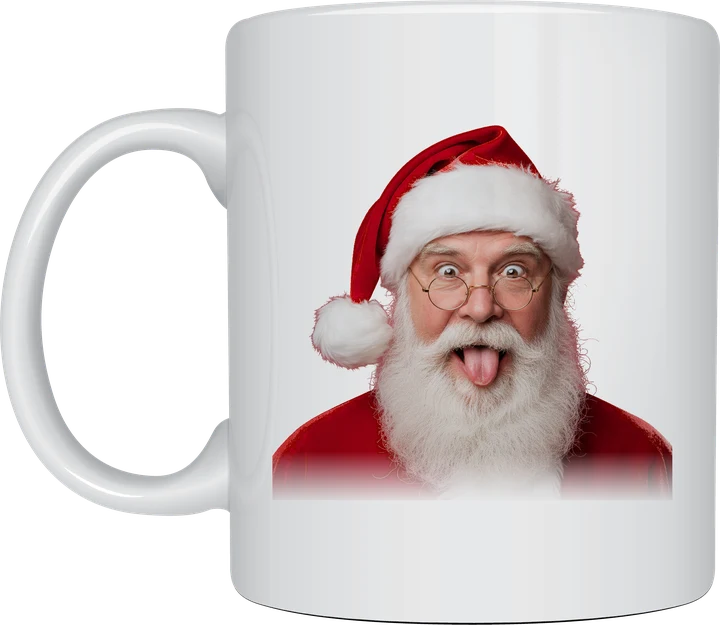 Funny christmas mug - cheeky Santa photo design