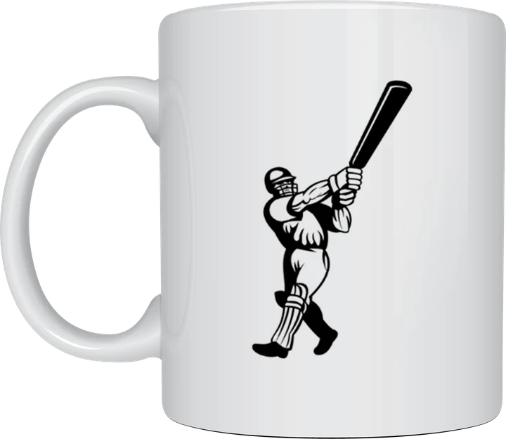 Cricket mug - classic batter illustration
