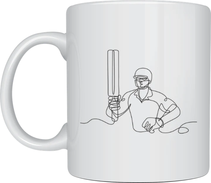 Cricket mug - continuous line drawing of batter