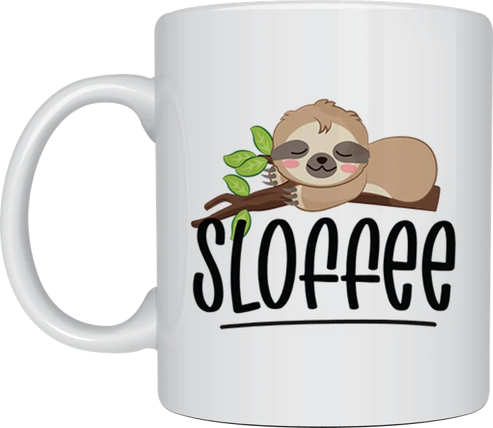 Cute coffee mug - Sloffee sleeping sloth illustration