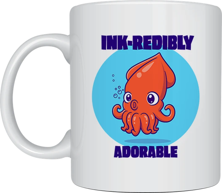 Kawaii mug - Ink-redibly Adorable squid illustration