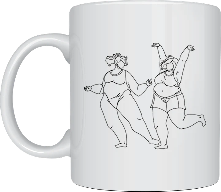 Mug dance - Dancing Women line art illustration