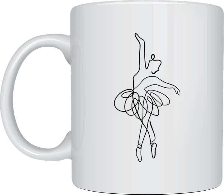 Ballerina mug - continuous line drawing en pointe