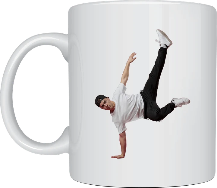 Dance coffee mug - breakdancer one-hand freeze move