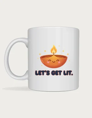 Diwali gift for friends - Let's Get Lit smiling diya mug