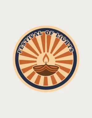 Diwali gift ideas - Festival of Lights retro diya badge mug artwork