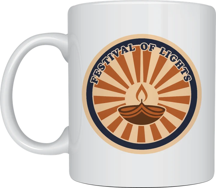Diwali gift ideas - Festival of Lights retro diya badge mug