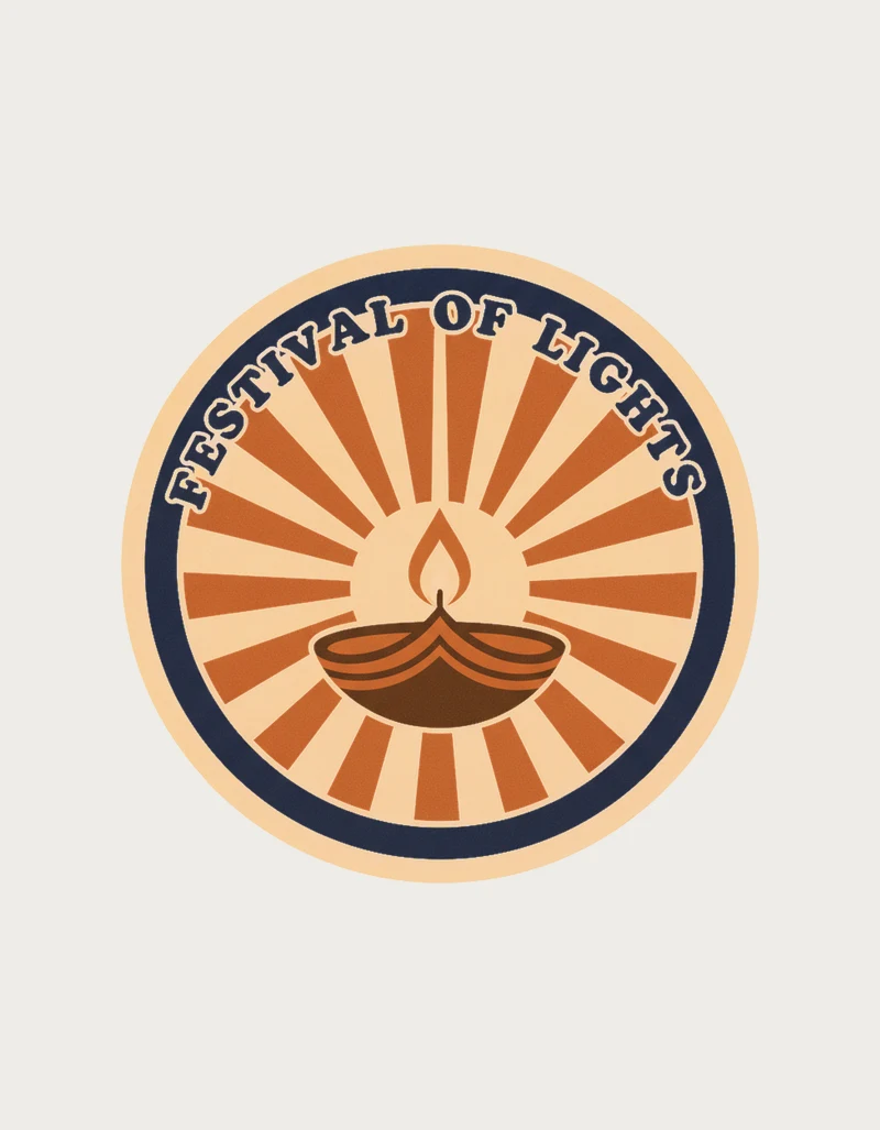 Diwali gift ideas - Festival of Lights retro diya badge mug artwork