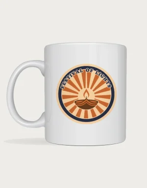 Diwali gift ideas - Festival of Lights retro diya badge mug
